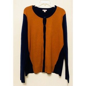 Merona Cardigan Sweater XXL Colorblock Navy Brown